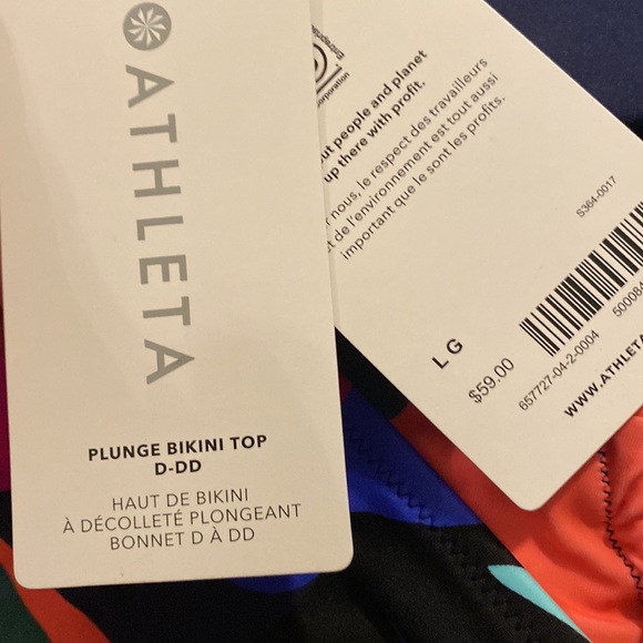 ❤️ Athleta Plunge Bikini Top D-DD // Tossed Floral Dress Blue - Picture 5 of 8